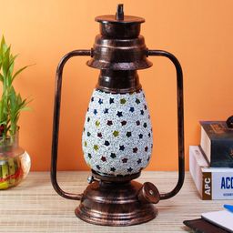 Devansh Multicolored Mosaic Glass Lantern Table lamp-4