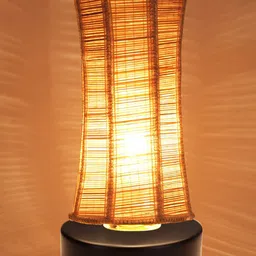 Devansh Beige Damru Bamboo Shade Table Lamp-58