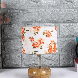 Devansh Multicolored Wooden Table Lamp With Cotton Shade-19