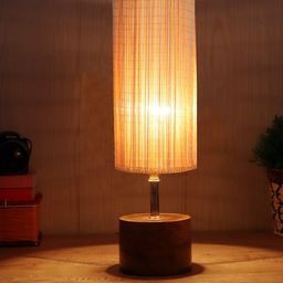 Devansh Beige Wood Table Lamp with Shade-48