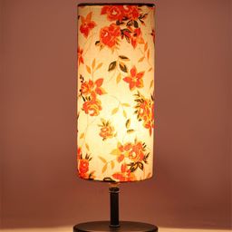 Devansh White & Orange Printed Table Lamps-14