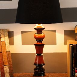 foziq Brown & Black Solid Table Lamps With Shade-12