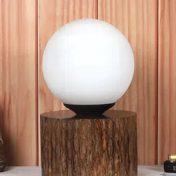 TU CASA Brown & White Wooden Cylindrical Shaped Table Lamp-15