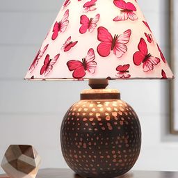 Homesake Rustic Brown & White Textured Bronze Frustum Shaped Table Lamp-40