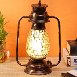 Devansh Multicoloured Mosaic Glass Lantern Table Lamp-1