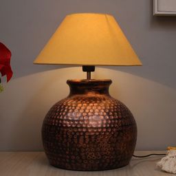 Homesake Gold-Toned & Yellow Antique Hammered Table Lamp With Shade-51