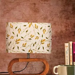 green girgit Brown Printed Wood Quirky Semi-Sphere Table Lamp-38