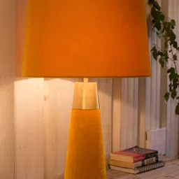 Grated Ginger Yellow & Gold-Toned Textured Table Lamp-38