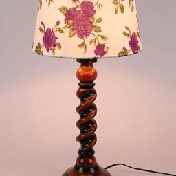 foziq Brown & White Printed Country Table Lamp-34