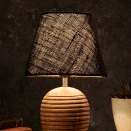 green girgit Brown & Black Textured Wooden Lamp with Jute Shade-27