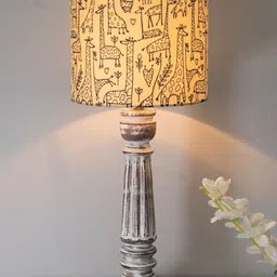 Homesake Traditional Country Cottage Beige & Black Printed Table Lamp With Savannah Shade-31
