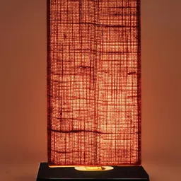 Devansh Maroon Rectangular Jute Shade Table Lamp-9