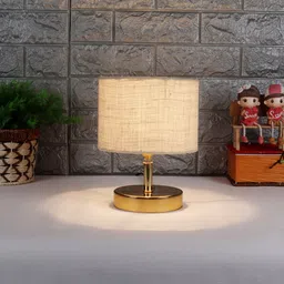 Devansh White Metal Table Lamp With  Jute Shade-16