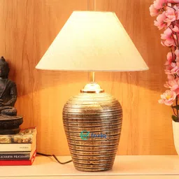 foziq Gold-Coloured Solid Table Lamps-35