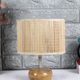 Devansh Beige Wood Table Lamp With Bamboo Shade-7