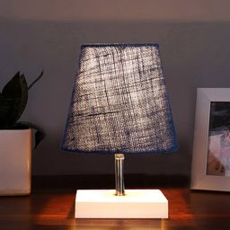 Devansh Blue Wooden Frustum Table Lamp-47