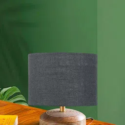 Devansh Grey Textured Square Wooden Table Lamp-30