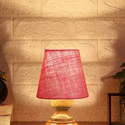 Devansh Pink Wooden Frustum Table Lamp-49