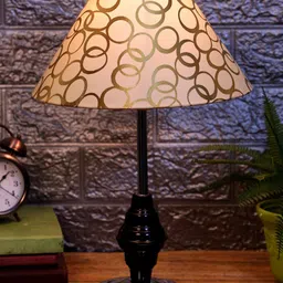 foziq Unisex Black  & Beige Printed Metal Table Lamps-image-53