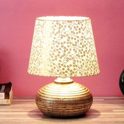foziq Copper & Gold-Toned Printed Metal Table Lamp-image-104