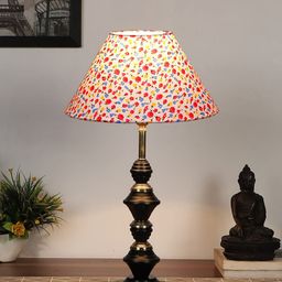 Devansh White & Pink Printed Table Lamps-49