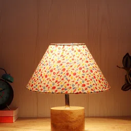 Devansh Multicoloured Wood Table Lamp with Cotton Shade image 3