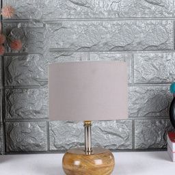 Devansh Grey & Brown Solid Table Lamp with Cotton Shade image 5
