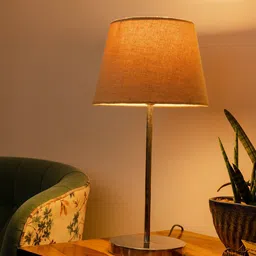 green girgit Brown Solid Metal Table Lamp With Shade image 5