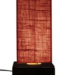 Devansh Maroon Rectangular Jute Shade Table Lamp image 2