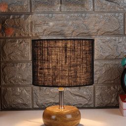 Devansh Black Wood Table Lamp with Jute Shade image 3