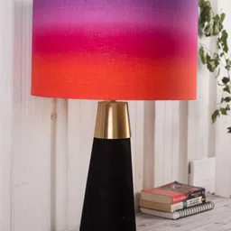 Grated Ginger Black & Red Velour Table Lamp image 3