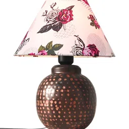 Homesake Rustic Brown & Peach Textured Bronze Frustum Shaped Table Lamp image 4