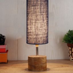 Devansh Blue Wooden Table Lamp With Jute Shade image 3