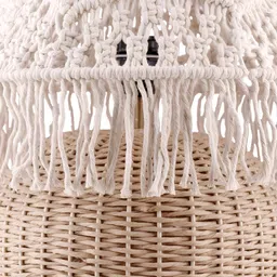Decazone Beige Wooden Frustum Table Lamp with Adjustable Cord image 2