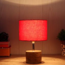 Devansh Red & Beige Table Lamp with Cotton  Shade image 4