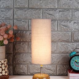 Devansh Grey Wood Table Lamp with Cotton Shade image 4