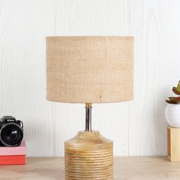 Devansh Beige Wooden Table Lamp with Jute Shade image 3