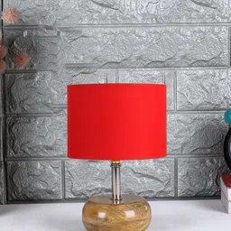 Devansh Red Wood Table Lamp with Shade image 2