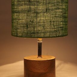 Devansh Green Wood Table Lamp With Jute Shade image 4