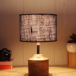 Devansh Navy Blue & Beige Table Lamp with Jute Lamp image 5