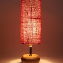 Devansh Rose Pink Wooden Table Lamp With Jute Shade image 5