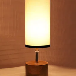 Devansh White & Black Wood Table Lamp with Jute Shade image 4