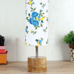 Devansh Multi-Coloured Wood Table Lamp with Cotton Shade image 3
