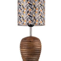 green girgit Yellow & Brown Printed Wooden Table Lamp With Printed Shade image 3