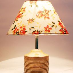 Devansh Multicolor Wood Table Lamp with Cotton Shade image 3