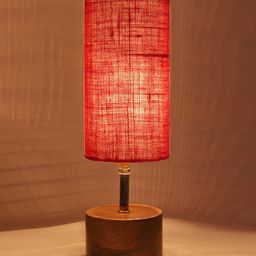 Devansh Pink & Beige Wood Table Lamp With Jute Shade image 4