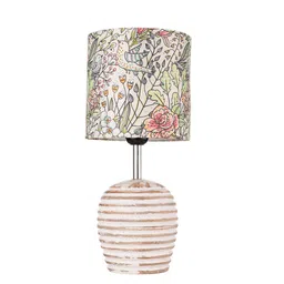 green girgit Cream-Coloured Printed Wooden Table Lamp image 4