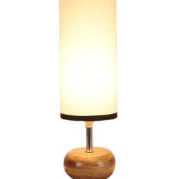Devansh White & Brown Wood Table Lamp with Bamboo Shade image 2