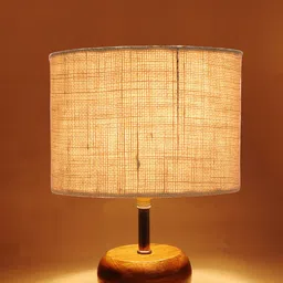 Devansh White Textured Jute Cylindrical Shade Table Lamp image 4