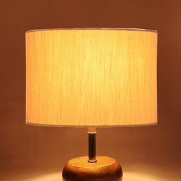 Devansh Off White & Brown Solid Table Lamp with Cotton Shade image 5